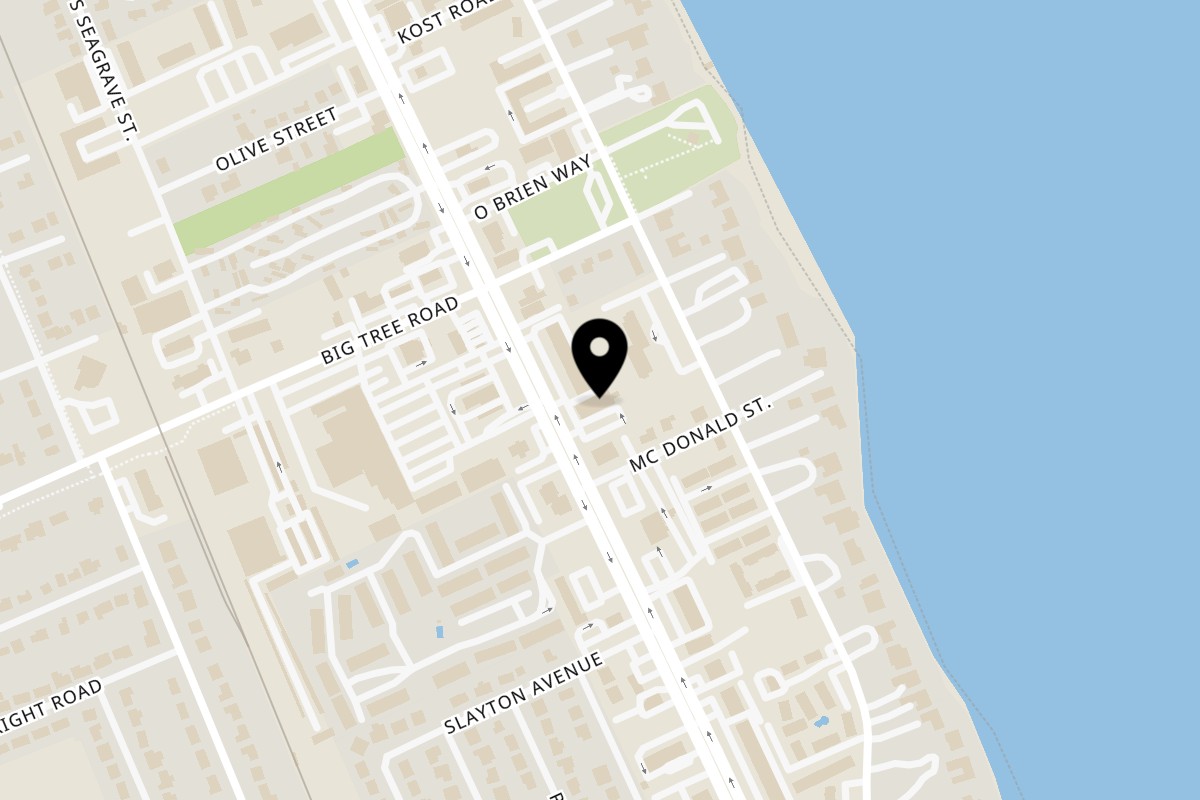 Map showing the location of Ammrit Indian Cuisine on 2055 South Ridgewood Avenue in South Daytona